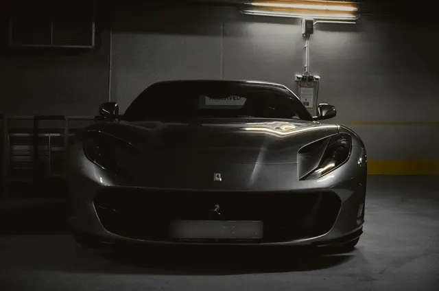 Ferrari 812 head-on, 35mm film