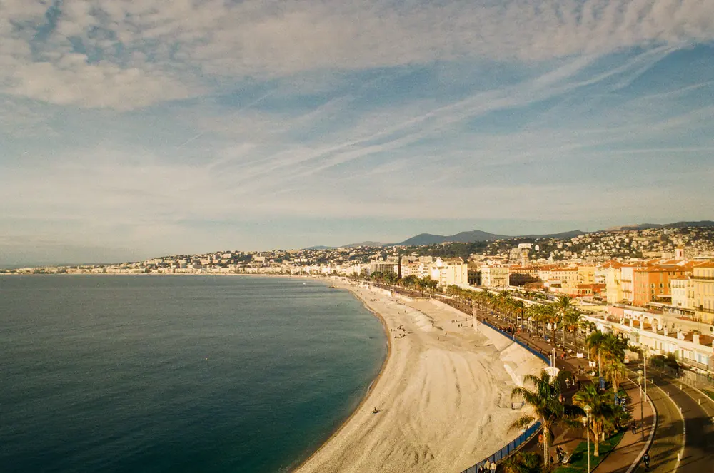 The Baie des Anges curving along Nice