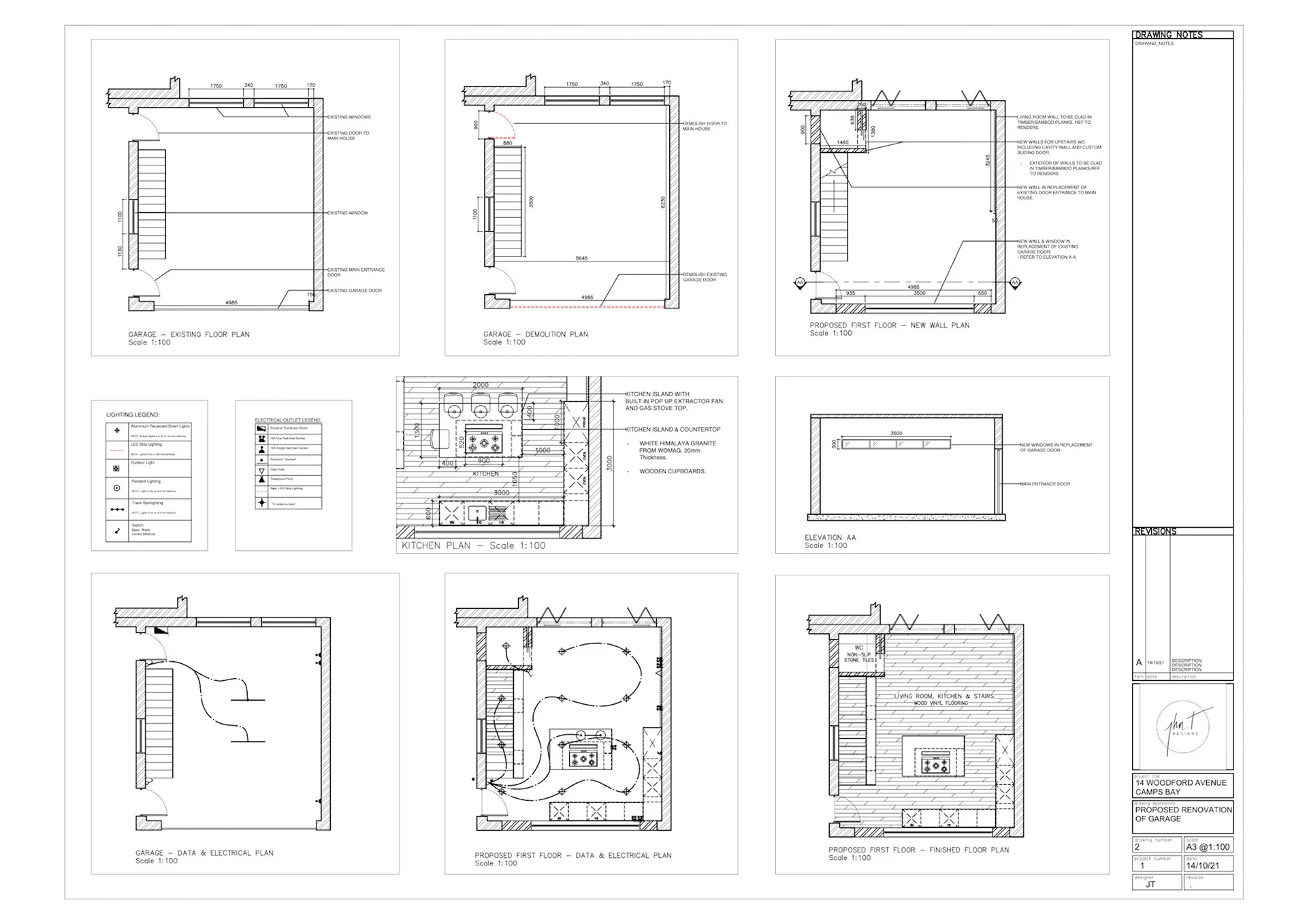 Construction drawing sheet for the Camps Bay conversion