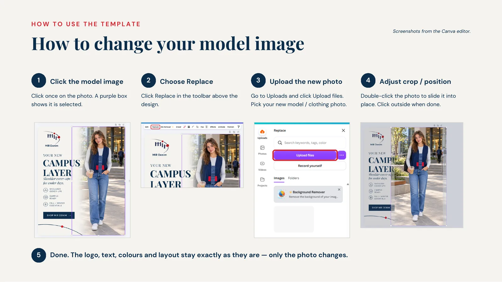 Guide page: how to change your model image