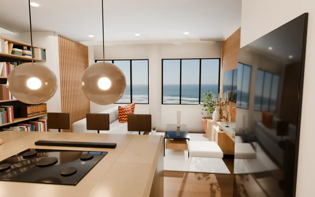 Camps Bay open-plan kitchen and living room