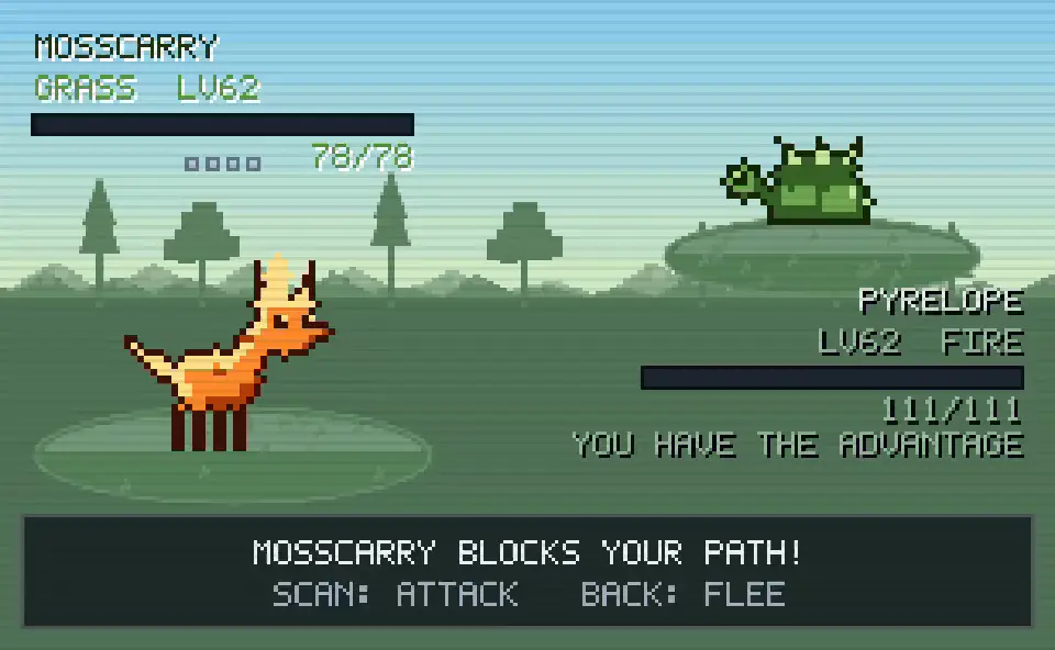 PeeCee Critters battle screen